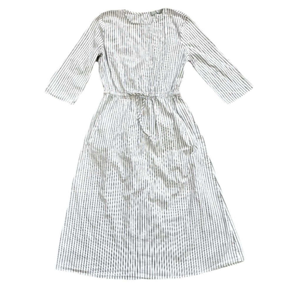SOLIKA PINSTRIPED DRESS WITH POCKETS SIZE XS MINIMALIST CONTEMPORARY CHIC